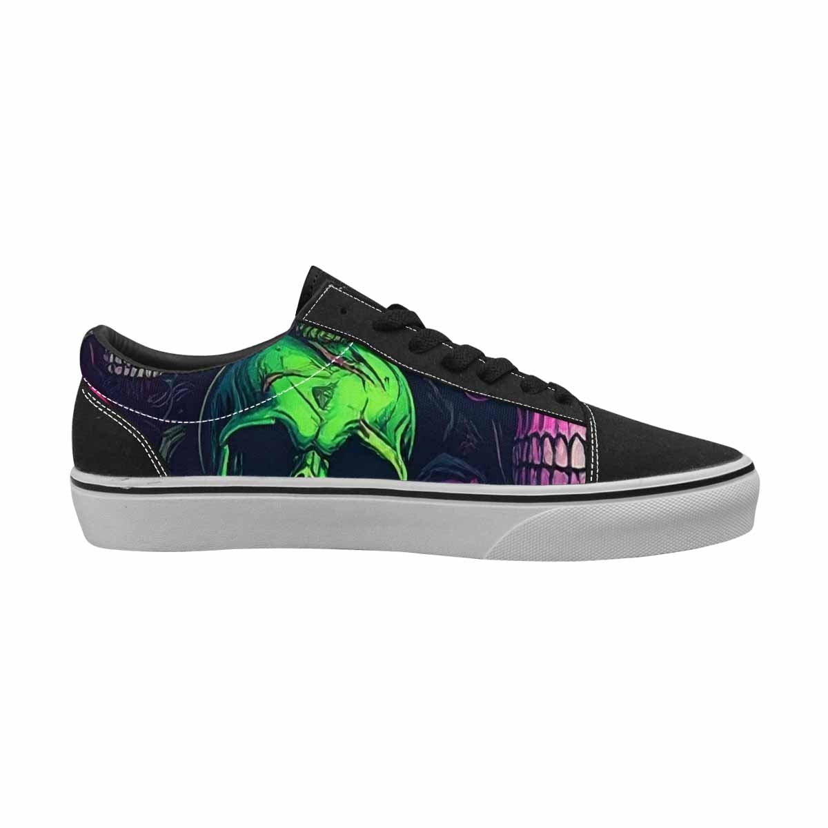 WOMEN'S Skulls - Neon Canvas Lace-Up Wallpaper Art Custom Shoes