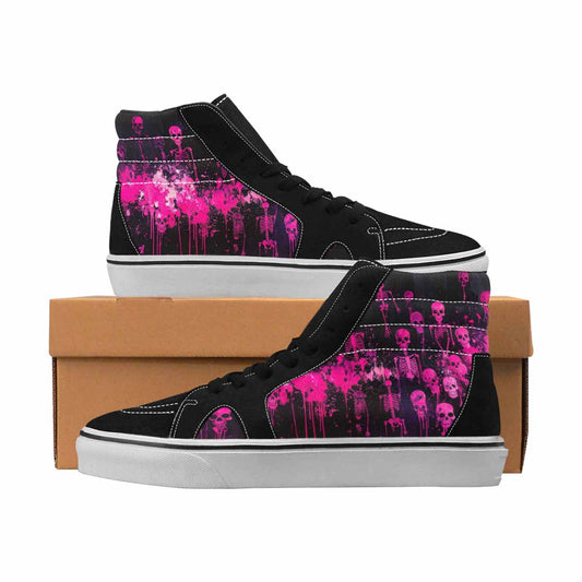 MEN'S Skulls Neon Pink Glow High Top Canvas One Of A Kind Wallpaper Art Custom Kicks