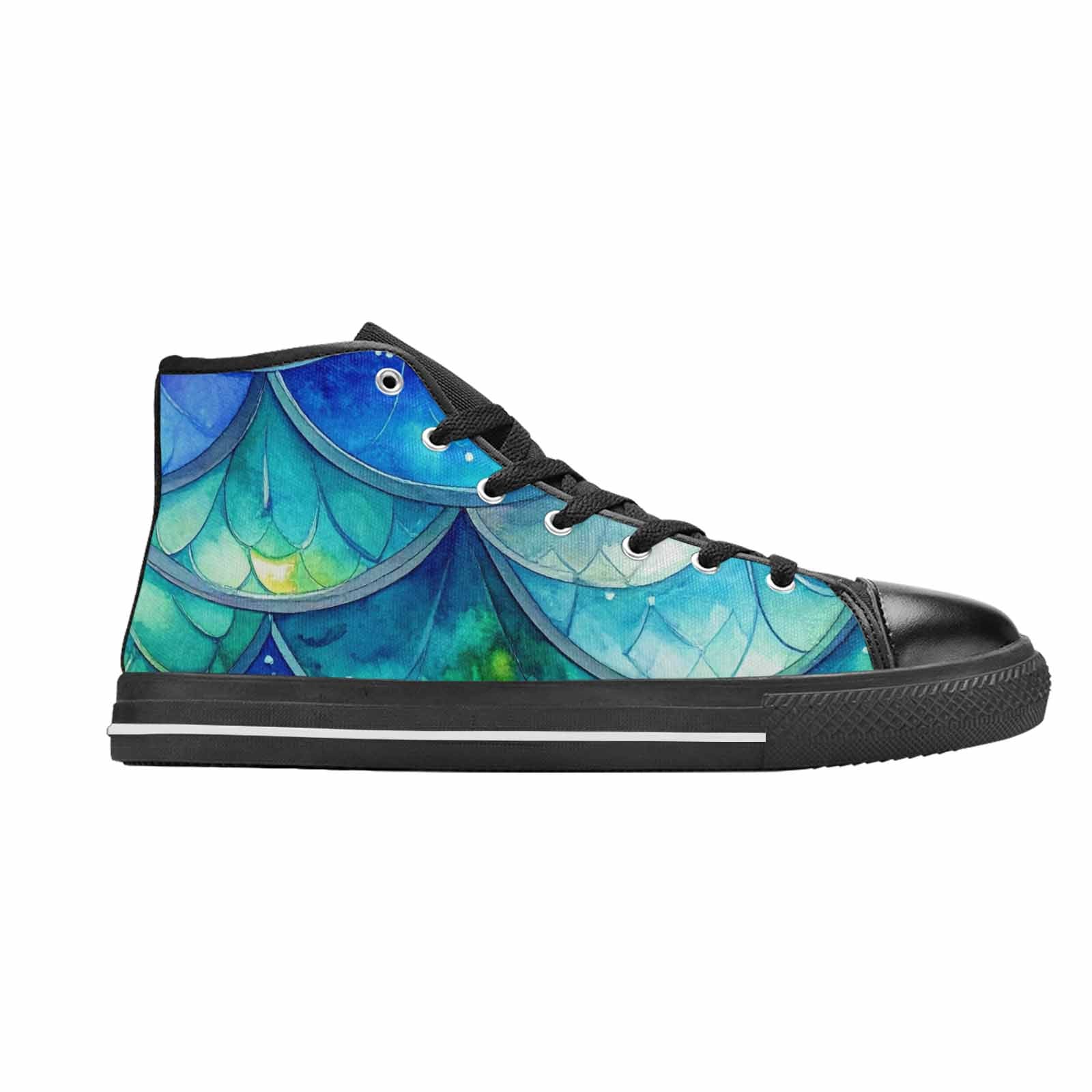MEN'S Mermaid Scale High Top Canvas Vivid Custom Shoes