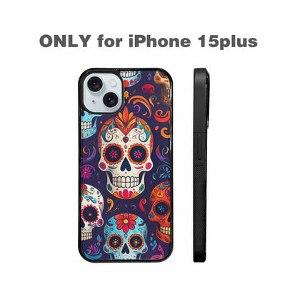 iPhone 15 Plus Case — Day Dead Sugar Skull Art 100s, Custom Print Case Cover