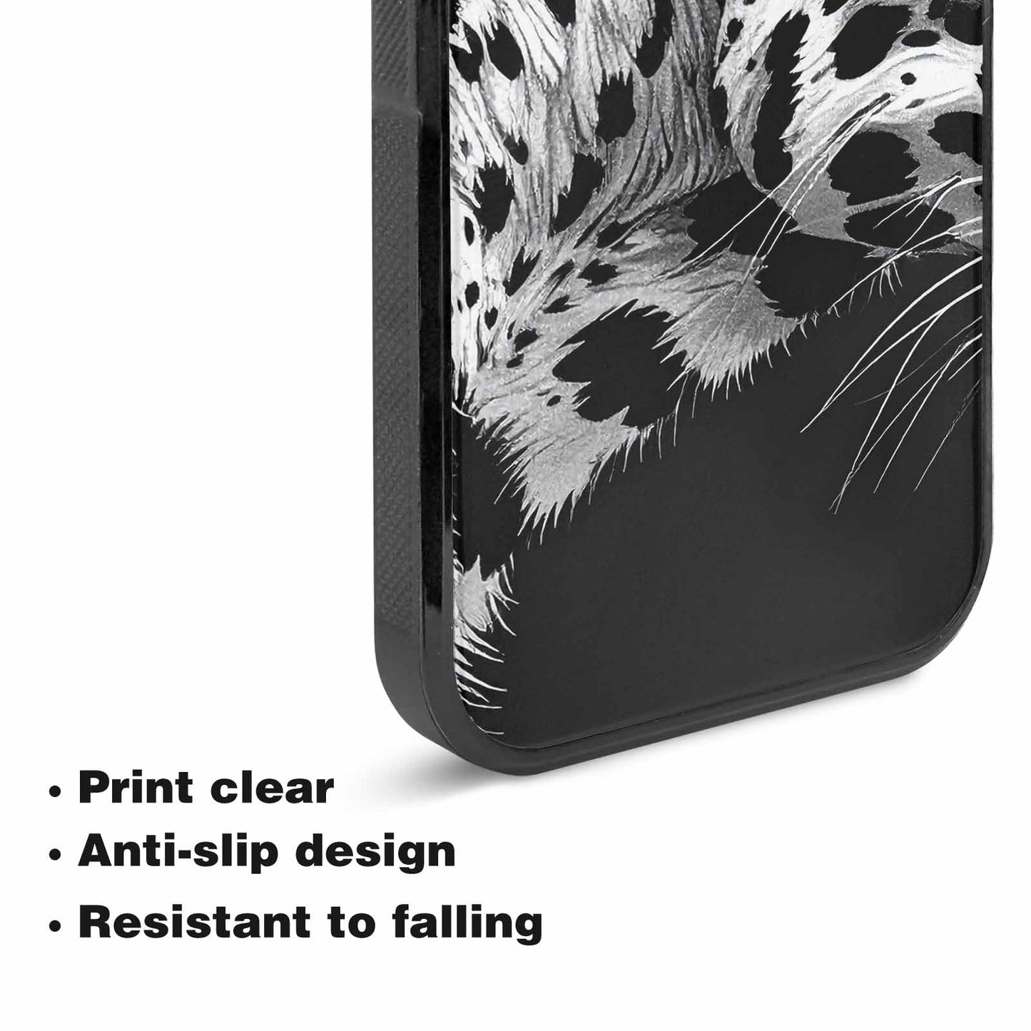 iPhone 15 Plus Case — Leopard Print Black And White Style, Personalized Phone Case