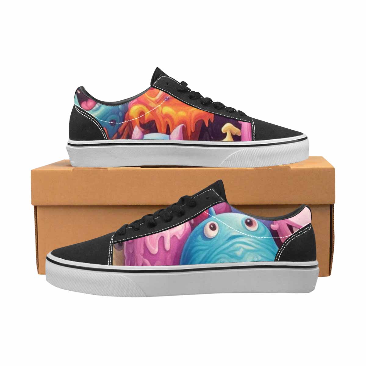 WOMEN'S Melting Ice Cream Monster Lace-Up Canvas Dreamcore Custom Shoes