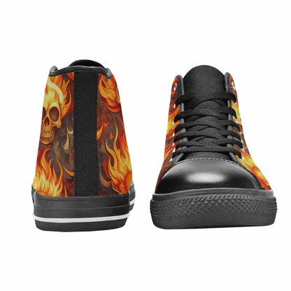 MEN'S Skulls - Flaming High Top Canvas Y2K Custom Sneakers