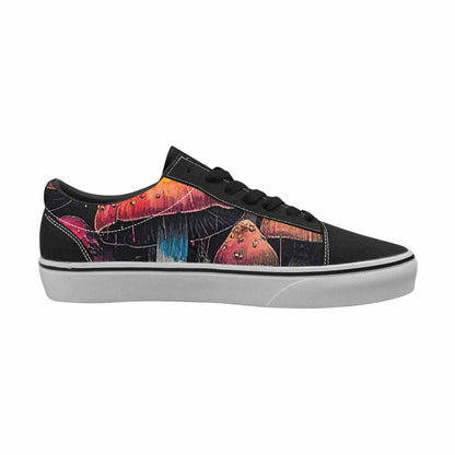 WOMEN'S Rainbow Drip Mushrooms Lace-Up Canvas Kaleidoscope Custom Sneakers