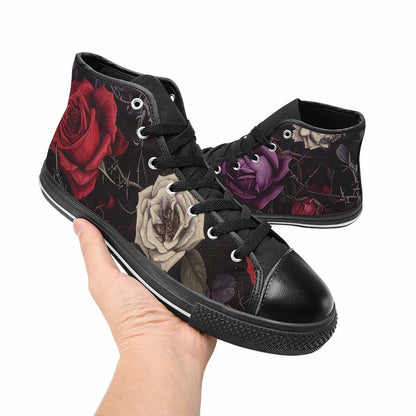 MEN'S Black Gothic Rose High Top Canvas Dreamcore Custom Shoes