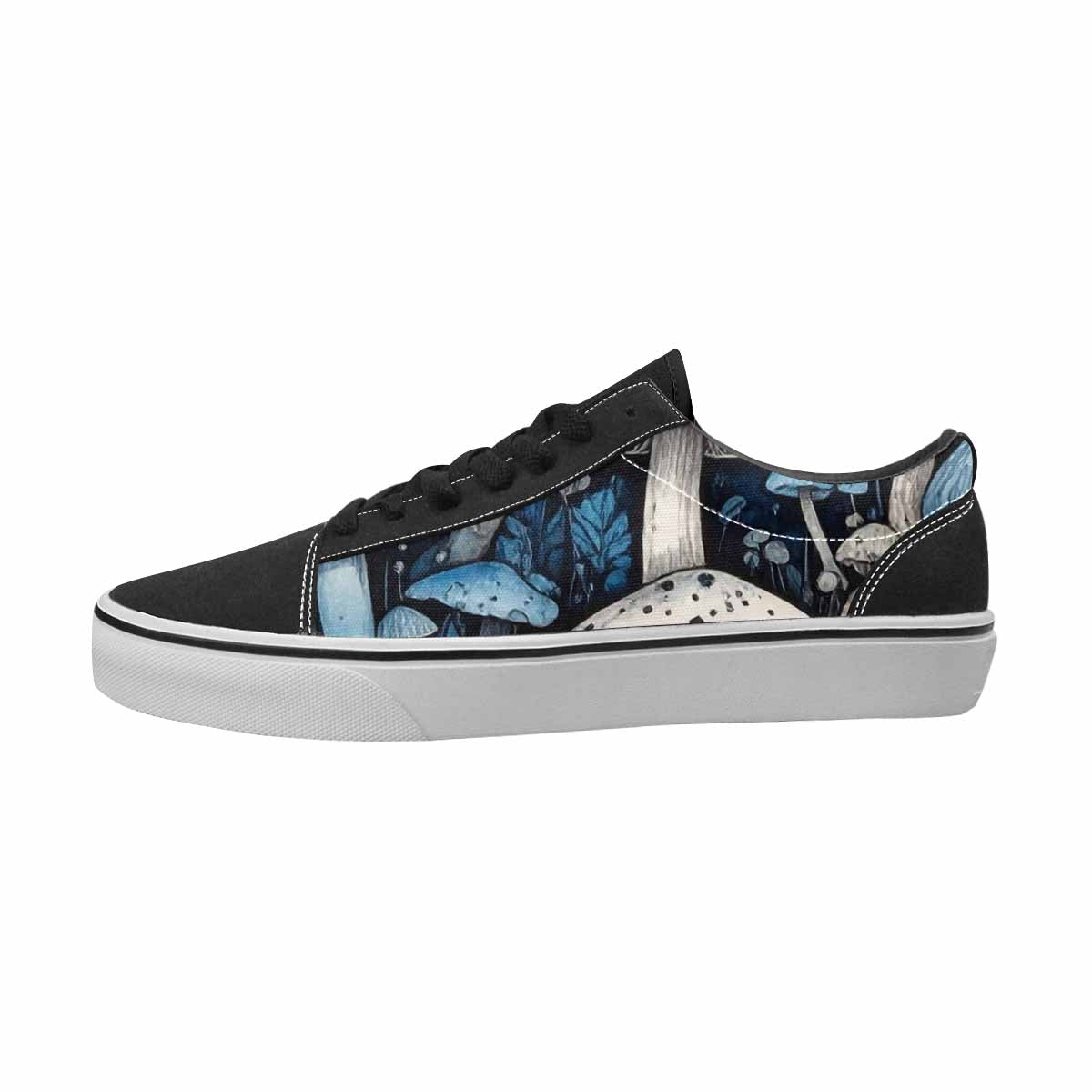 MEN'S Mushrooms Black & Blue Ink Canvas Made To Order Kaleidoscope Customized Sneakers