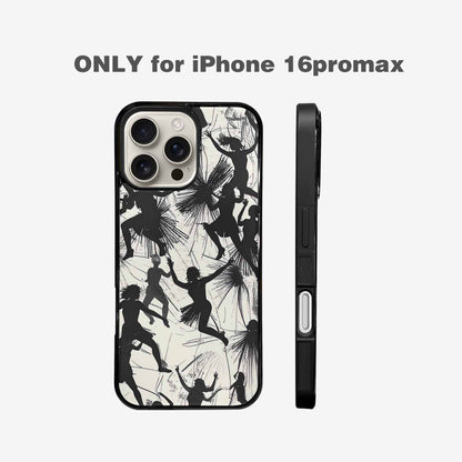 iPhone 16 Pro Max Case — Bold Dancing Figure Line Art Pattern, Custom Phone Case