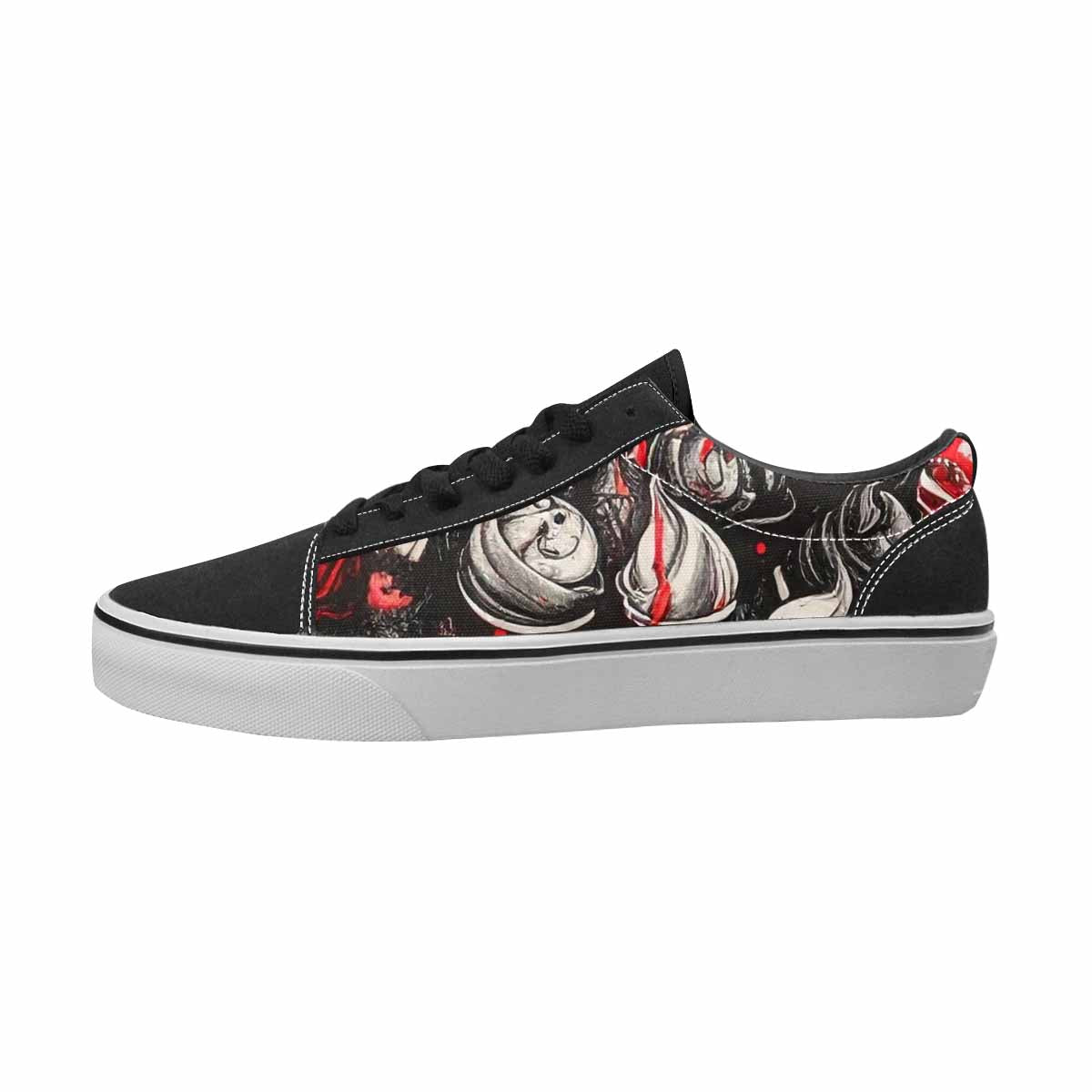 WOMEN'S Ice Cream Black & Red Ink Canvas One Of A Kind Vibrant Chaos Custom Sneakers