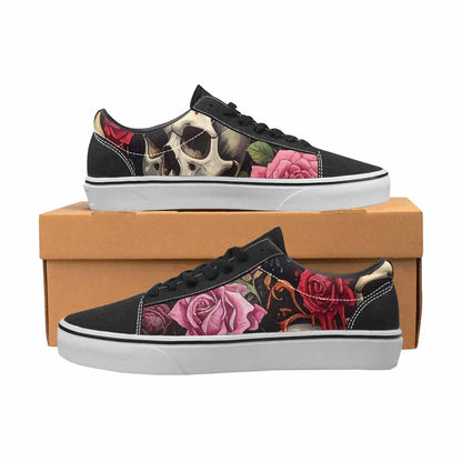WOMEN'S Skulls Roses Melting Skulls Lace-Up Canvas Melting Art Custom Sneakers