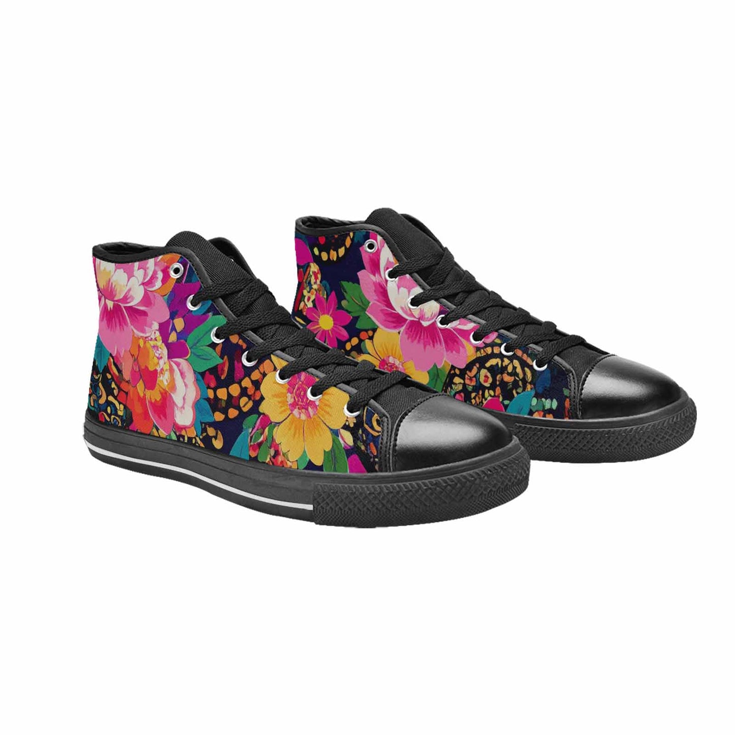 MEN'S Floral Snake Print High Top Canvas Dreamcore Sneakers