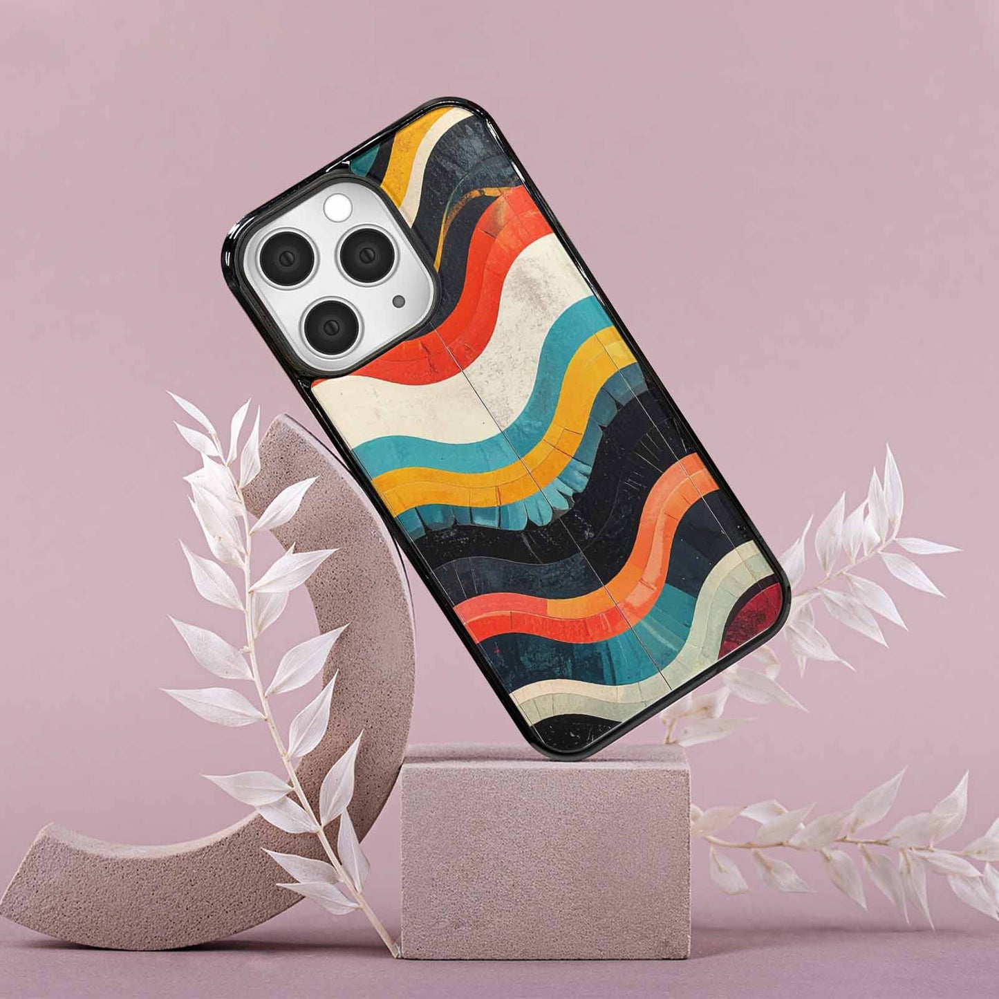 iPhone 15 Pro Max Case — Retro Wave Scallop Stripe Small Wavy, Personalized Phone Case