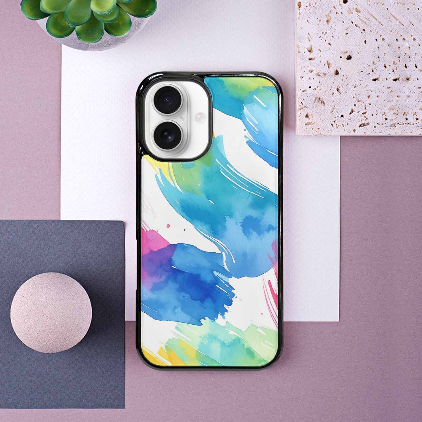 iPhone 16 Case — Trans Strong Watercolor Seamless Pattern Vibrant, Customized Protective Case