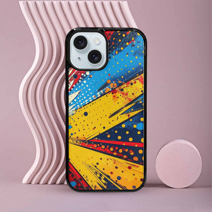 iPhone 15 Case — Comic Halftone Comic Bursts Pattern Hundreds, Customized Protective Case