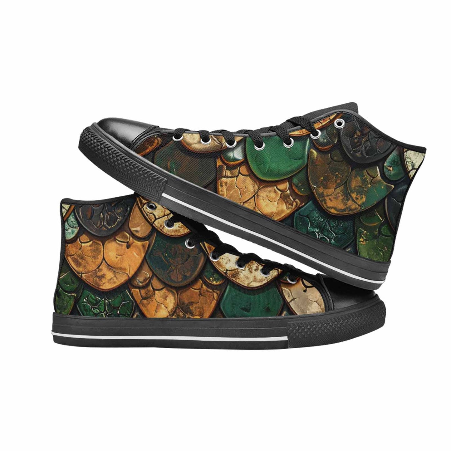 MEN'S Snake Skin Reptile High Top Canvas Neon Fantasy Custom Sneakers