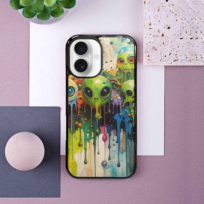 iPhone 16 Case — Aliens Camomelting Aliens Patt Q9t, Unique Phone Case Design