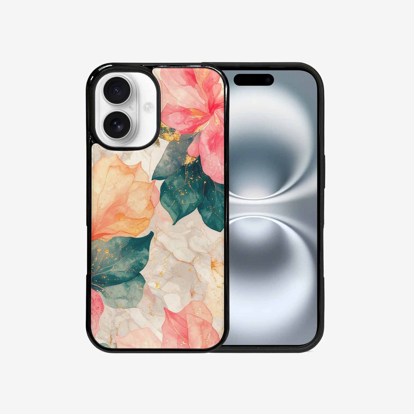 iPhone 16 Case — Marble Floral, Custom Phone Case