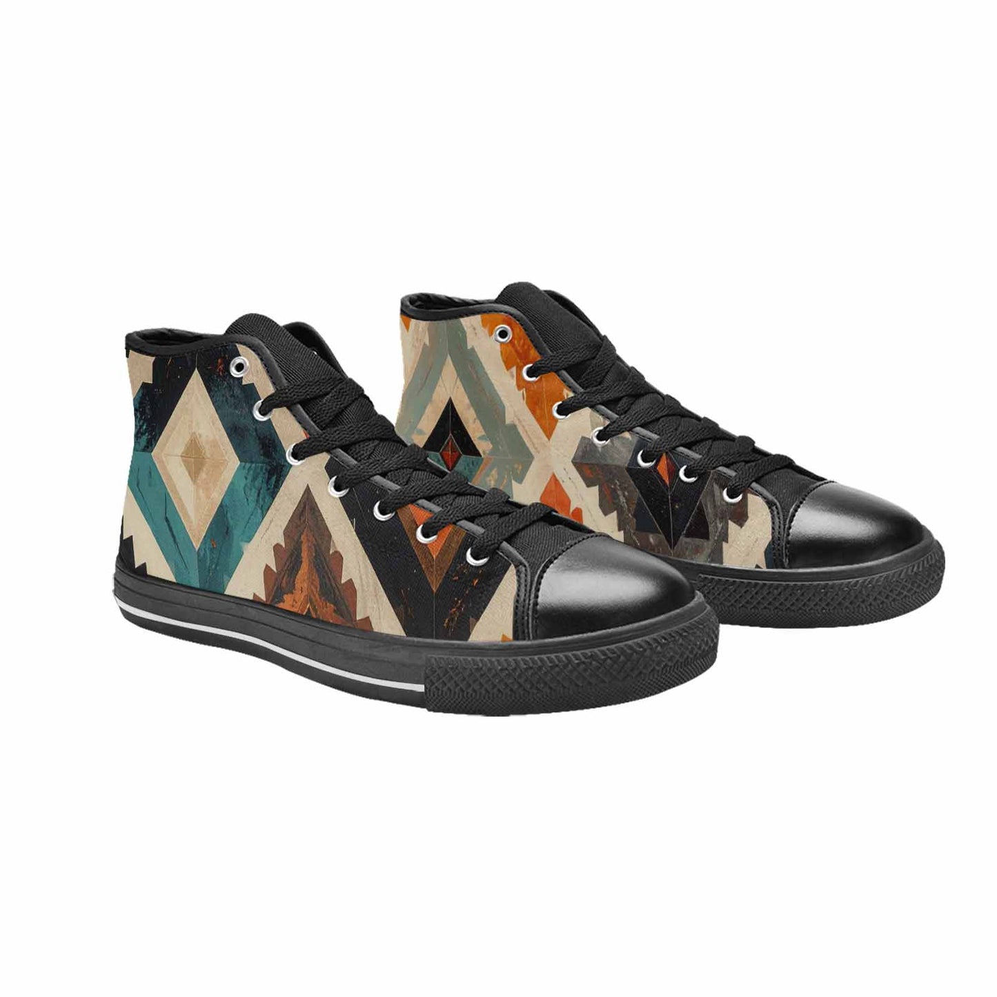 MEN'S Southwestern Geometric Diamond High Top Canvas Grunge Shoes