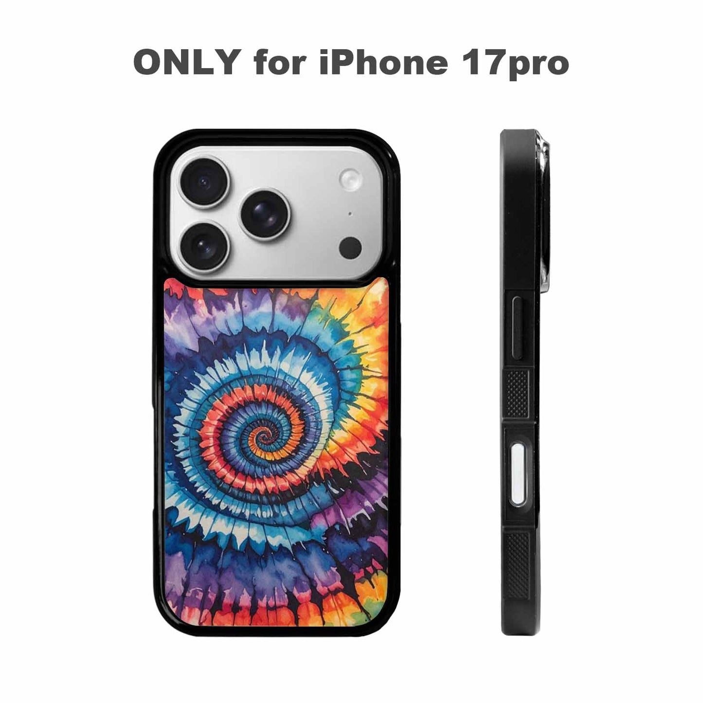 iPhone 17 Pro Case — Black Blue Ink Tie Dye Tie, Unique Phone Case Design