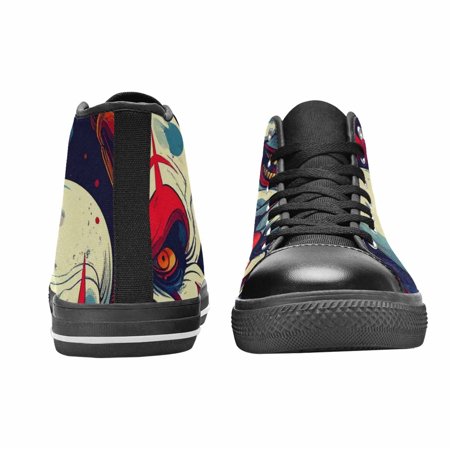 MEN'S Evil Clown Cartoon High Top Canvas Wallpaper Art Custom Sneakers