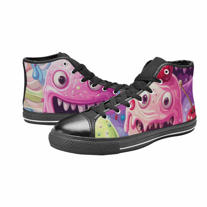 WOMEN'S Melting Icecream Monster Cherry High Top Canvas Dark Academia Custom Sneakers