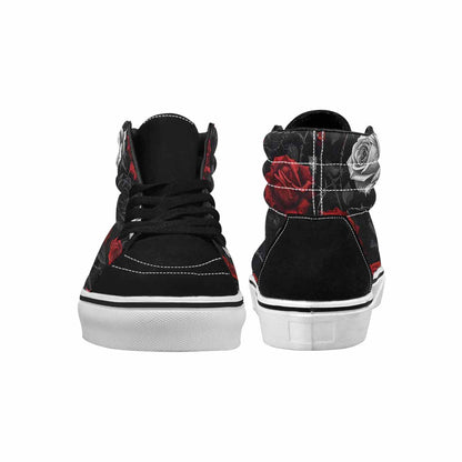 MEN'S Black Gothic Rose High Top Canvas Grunge Custom Sneakers