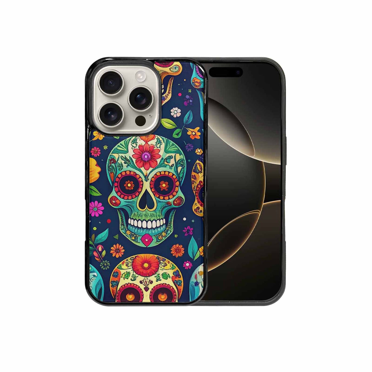 iPhone 16 Pro Case — Rainbow Sugar Skull Weave, Custom Print Case Cover