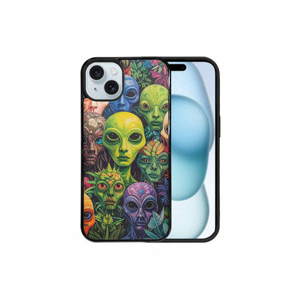 iPhone 15 Plus Case — Aliens Pattern Hundreds Of Sma, Custom Print Case Cover