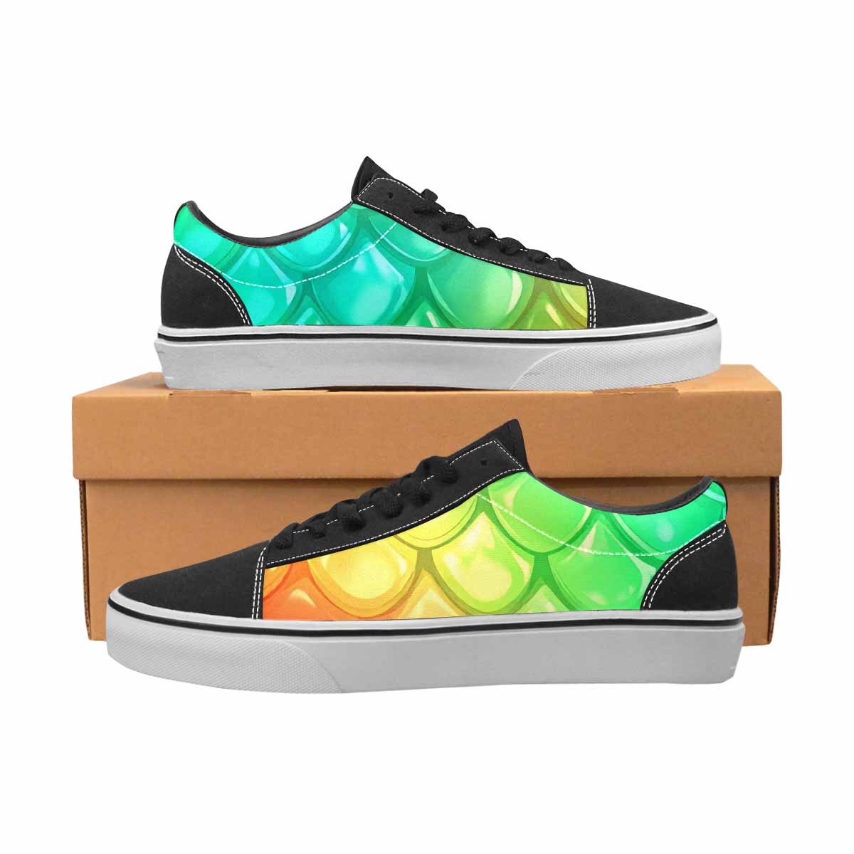 WOMEN'S Dark Snake Print Canvas Lace-Up Vibrant Chaos Custom Shoes