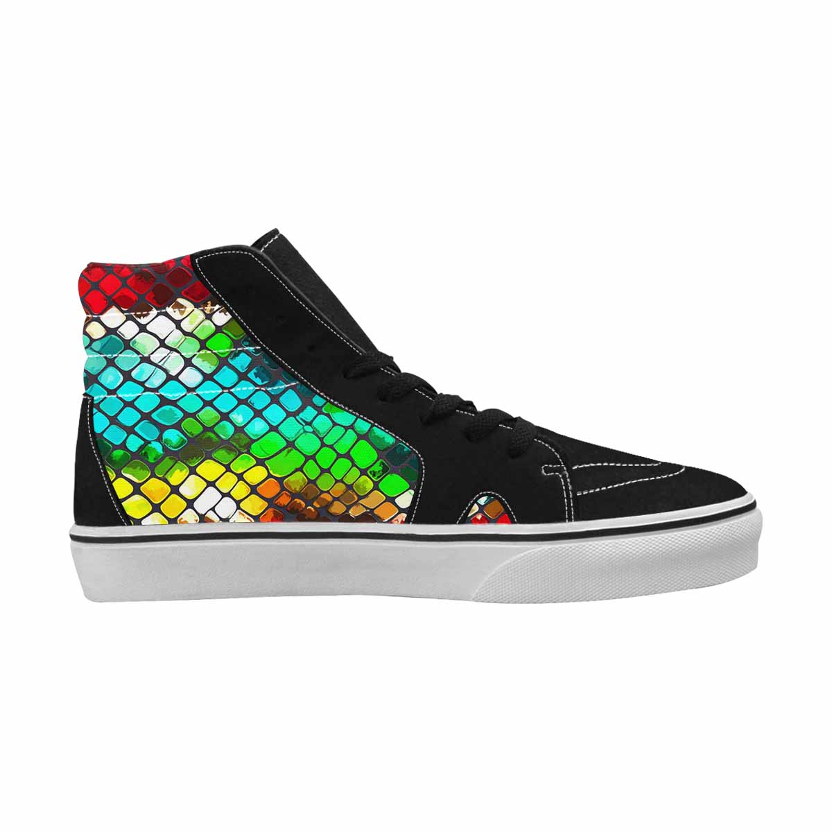 WOMEN'S Dark Snake Print High Top Canvas Neon Fantasy Shoes