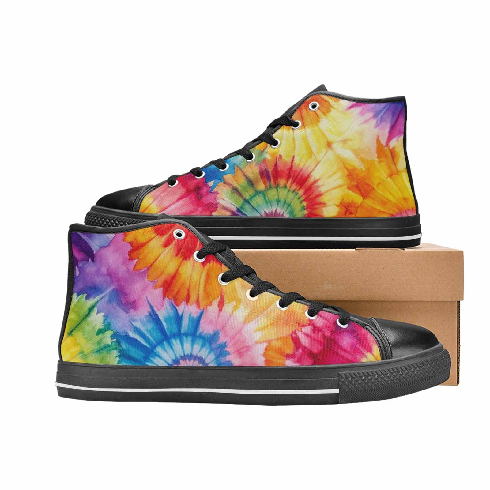 MEN'S Tie Dye Swirl High Top Canvas Dreamcore Custom Sneakers