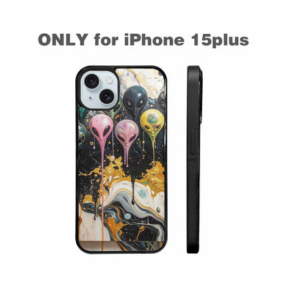 iPhone 15 Plus Case — Aliens Marblemelting Aliens Pa, Custom Designed Case Cover