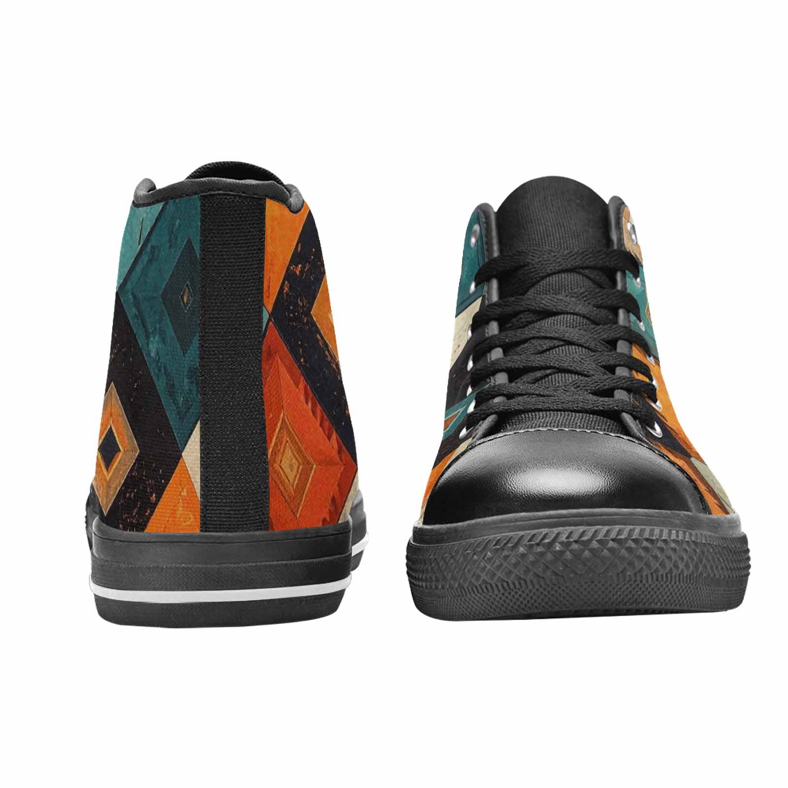 MEN'S Southwestern Geometric Diamond High Top Canvas Dark Academia Shoes