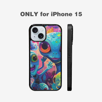 iPhone 15 Case — Cartoon Alien Characters, Custom Print Case Cover