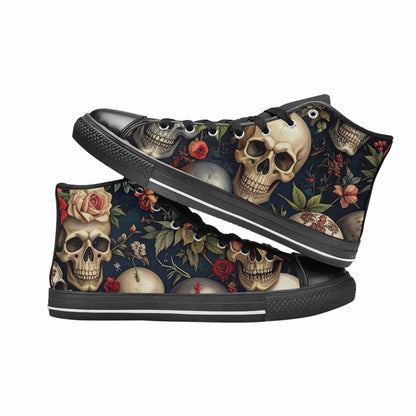 MEN'S Skulls - Roses High Top Canvas Wallpaper Art Custom Shoes