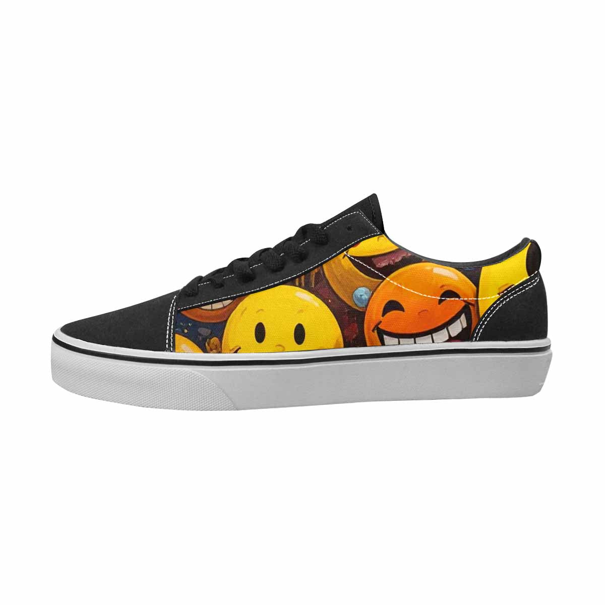 WOMEN'S Smiley Face Yellow Canvas Unique Print Cottagecore Customized Sneakers