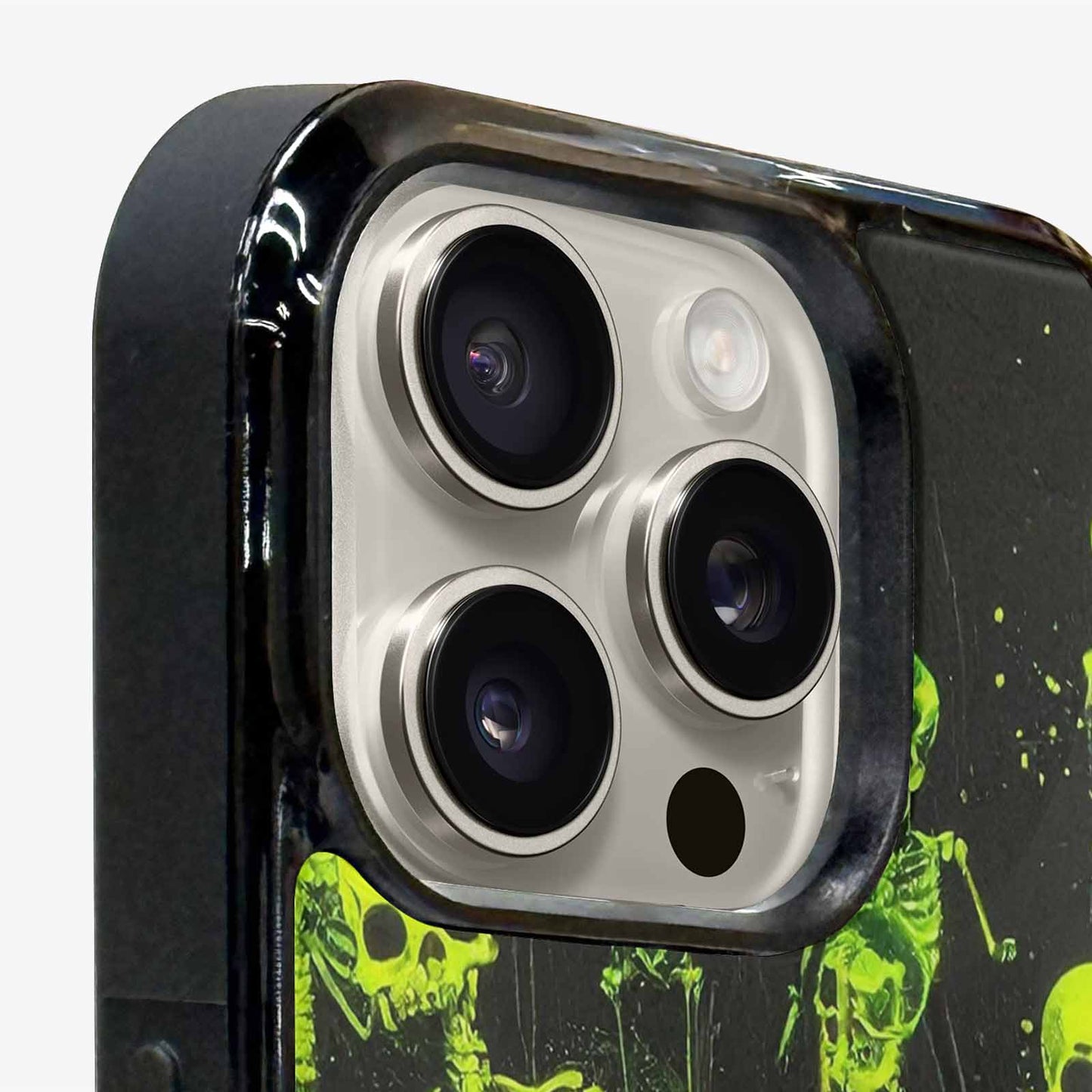 iPhone 15 Pro Max Case — Skeletons Neon Green Glow Skeletons Pattern, Custom Designed Case Cover
