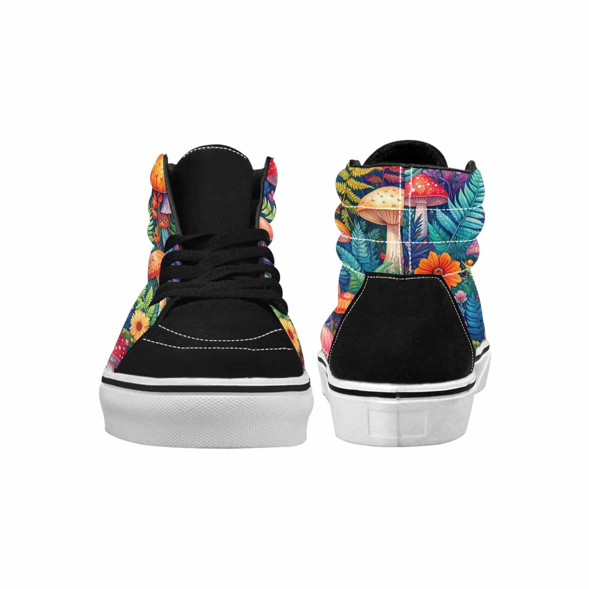 MEN'S Mushrooms  Botanical Mushrooms High Top Canvas Wallpaper Art Sneakers