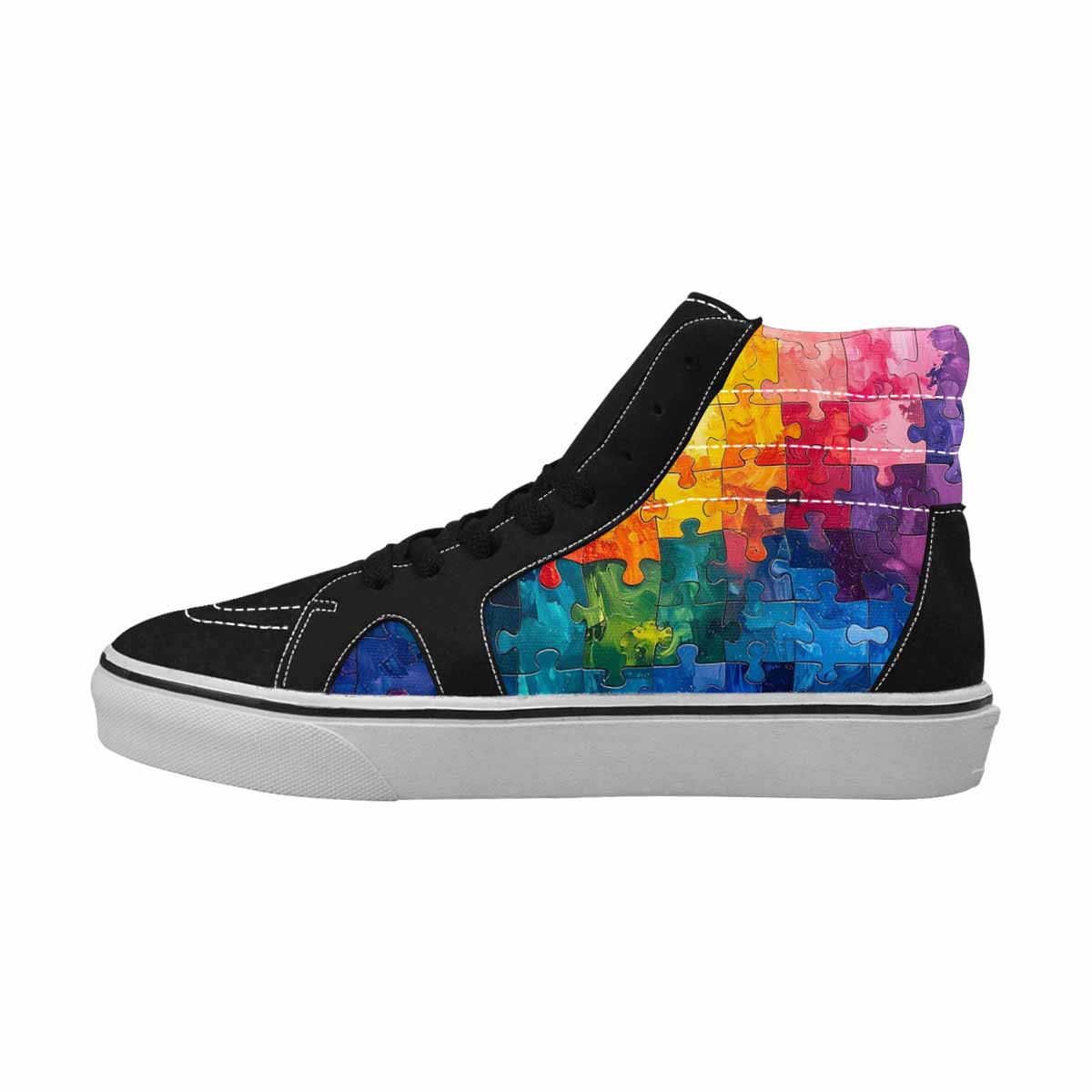 MEN'S Autism Puzzle Pieces High Top Canvas Grunge Custom Shoes
