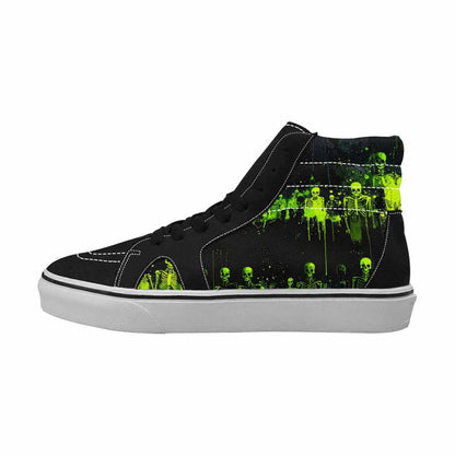 MEN'S Skeletons × Neon Green High Top Canvas Dreamcore Custom Shoes