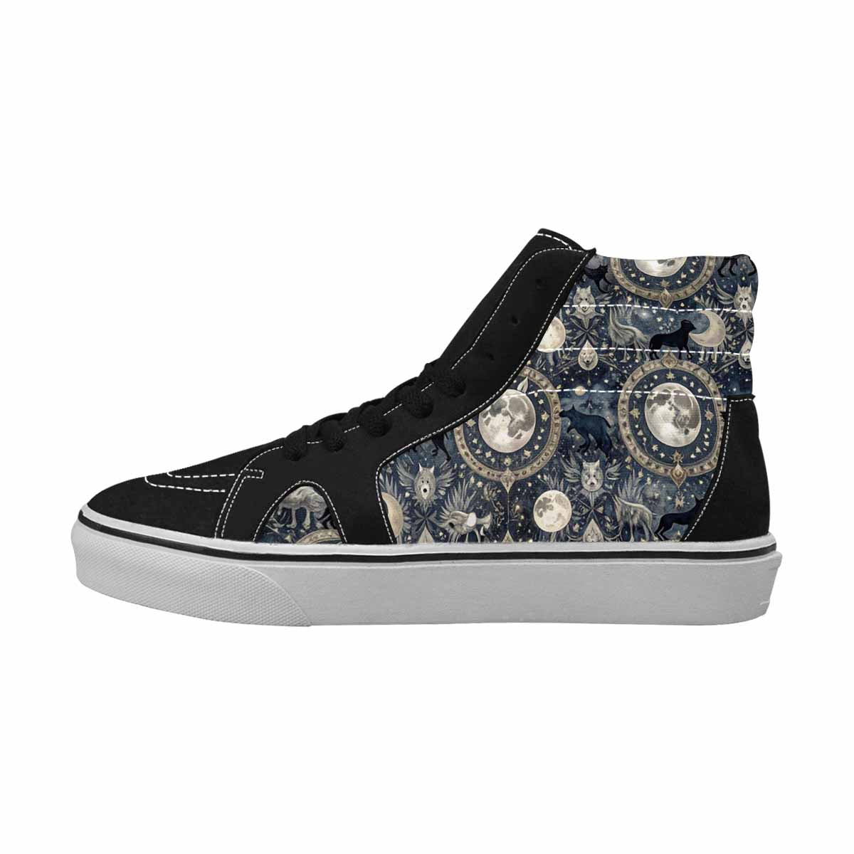 WOMEN'S Wolves Everywhere Collage High Top Canvas Wallpaper Art Shoes