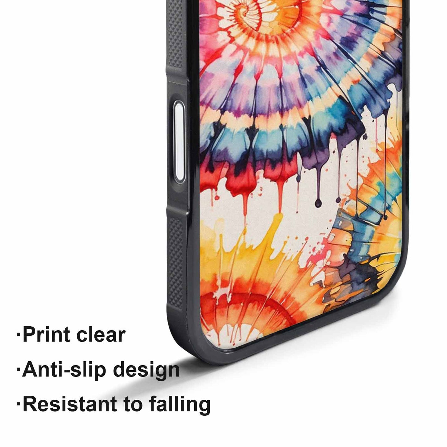 iPhone 17 Pro Case — Tie Dye Swirls Black Red Tie, Customized Protective Case