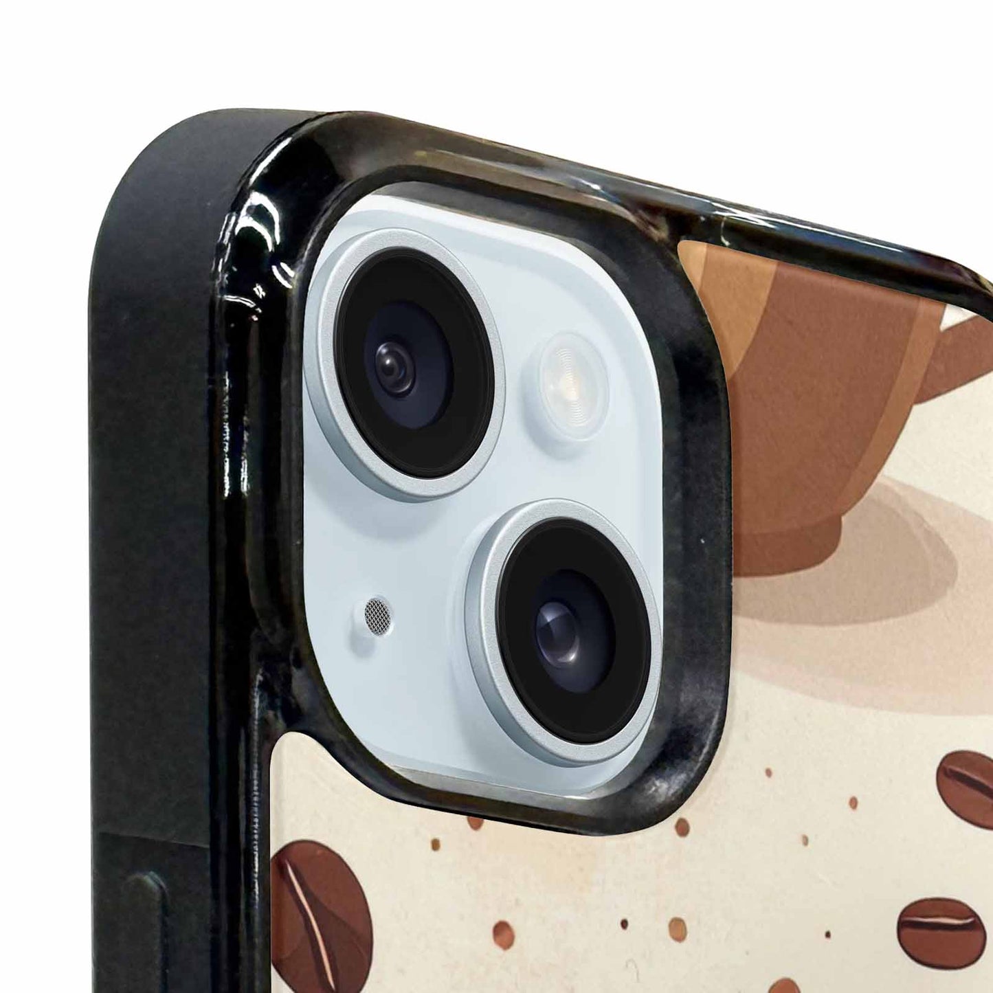 iPhone 15 Plus Case — Coffee Cup And Bean Pattern Seamless, Unique Phone Case Design