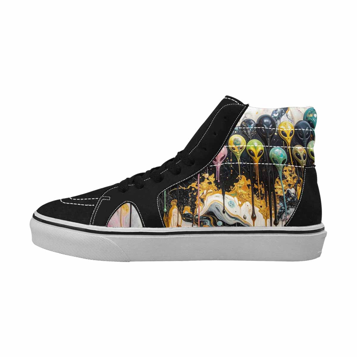 MEN'S Aliens  Marble Melting High Top Canvas Cottagecore Custom Sneakers