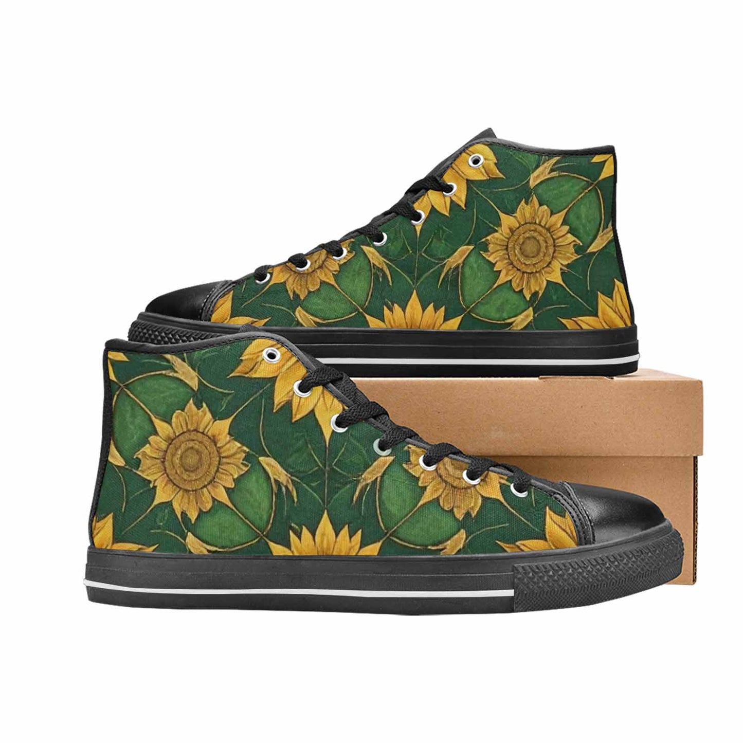 MEN'S Sunflower Mandala Kaleidoscope High Top Canvas Neon Fantasy Sneakers