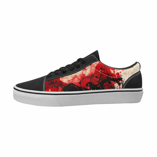 MEN'S Zodiac Black & Red Ink Canvas Streetwear Surreal Handmade Custom Shoes