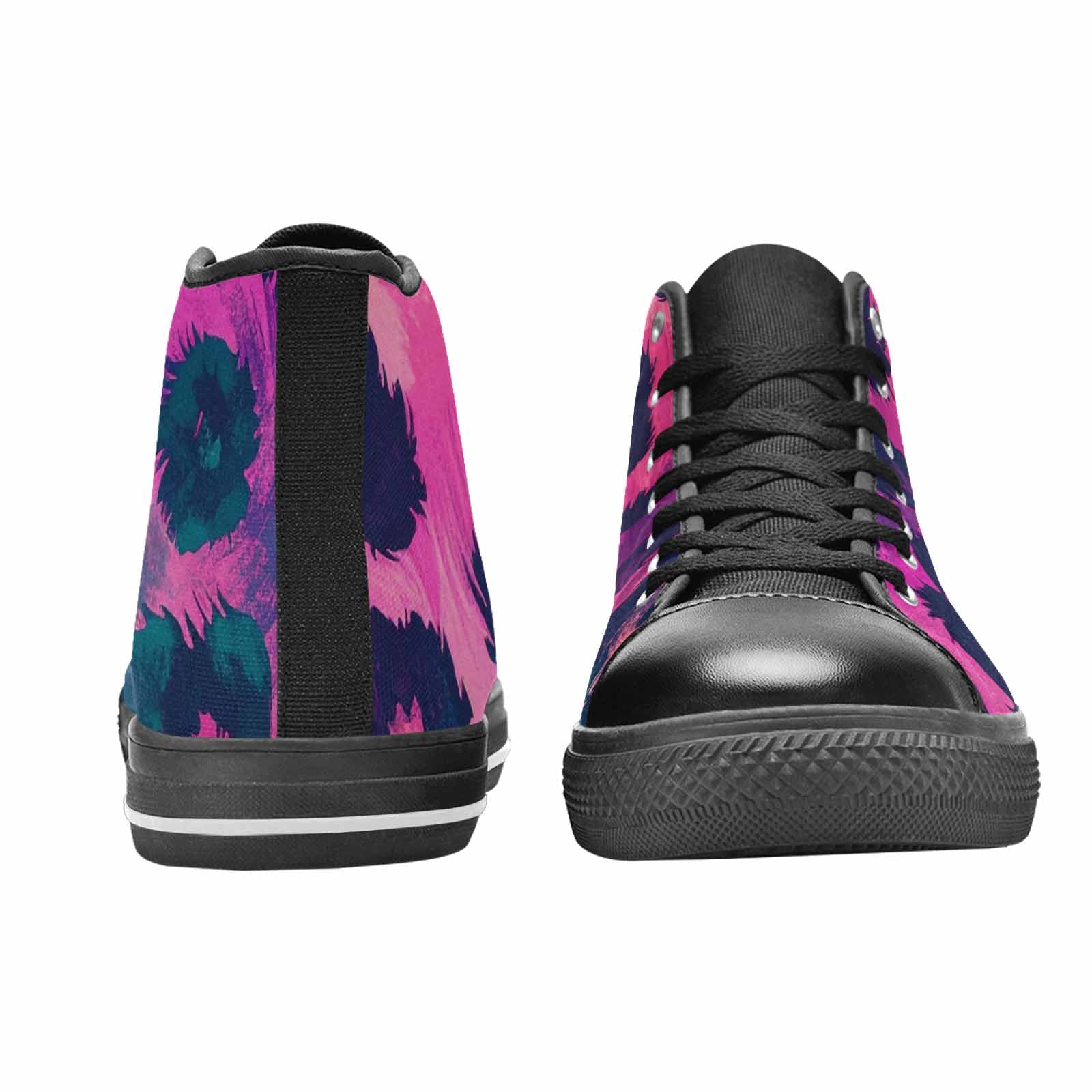 WOMEN'S Leopard Neon Pink Teal Airbrush High Top Canvas Dark Academia Shoes