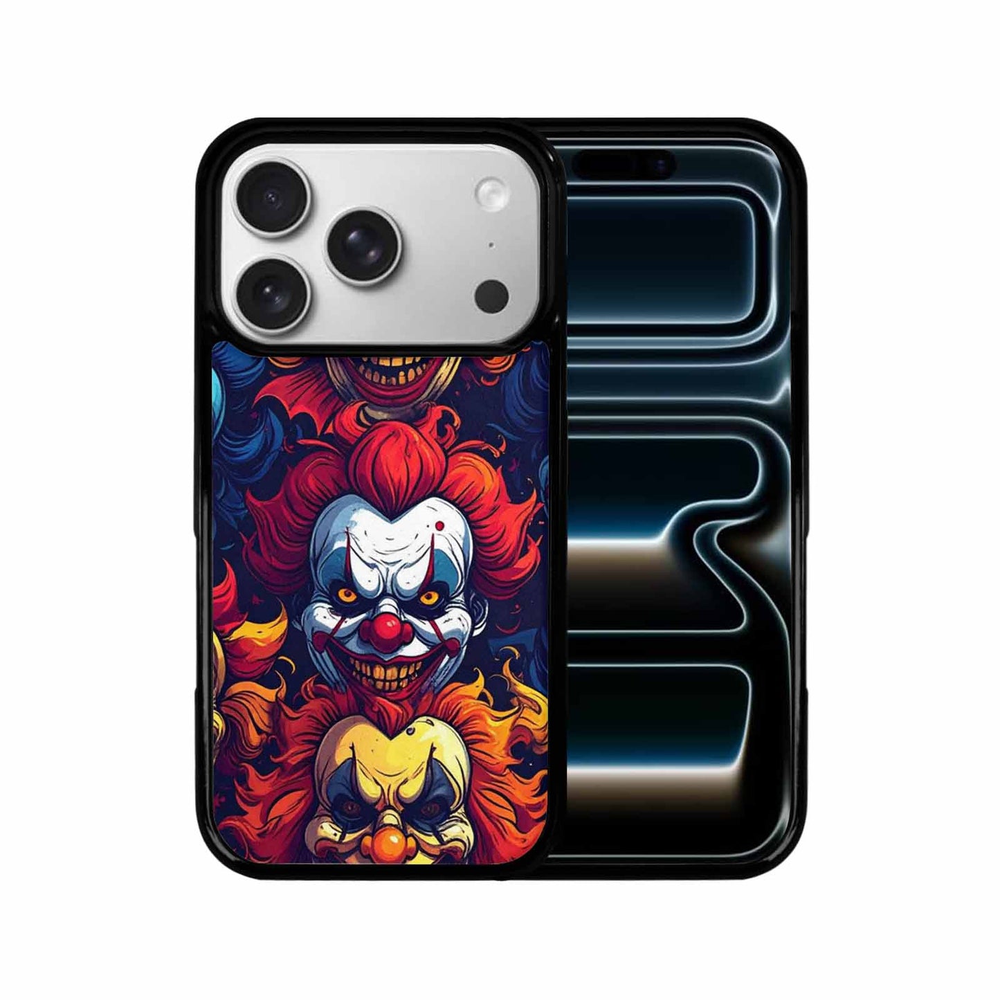 iPhone 17 Pro Case — Evil Clowns Heads Faces Overlapping Cartoon, Custom Art Phone Cover