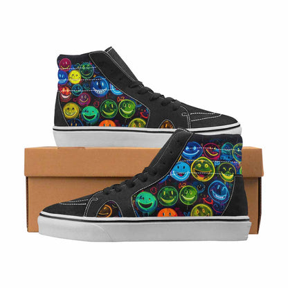 WOMEN'S Smiley Face High Top Canvas Custom Fashion Wallpaper Art Custom Kicks