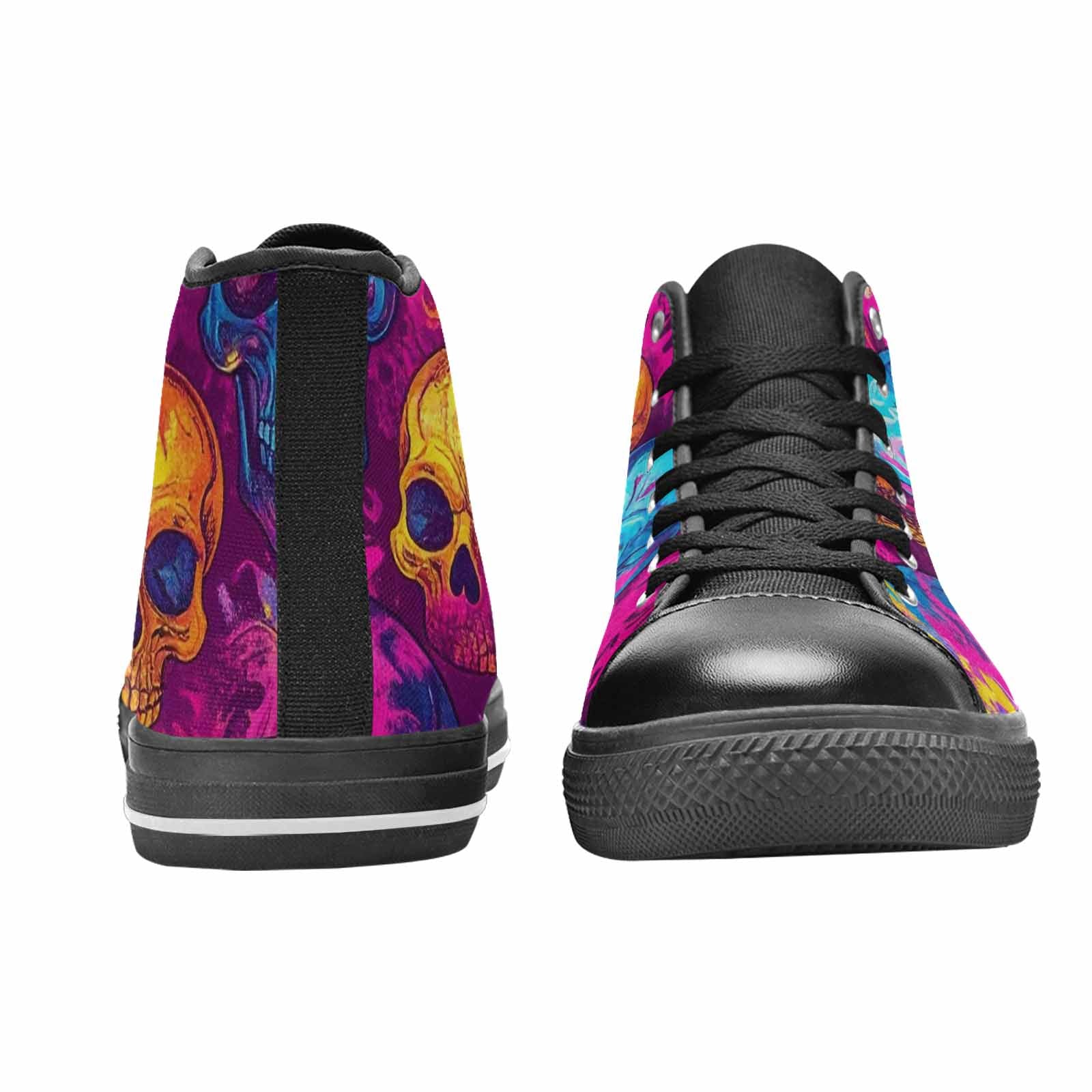 WOMEN'S Tie Dye Skulls Print High Top Canvas Aesthetic Custom Shoes