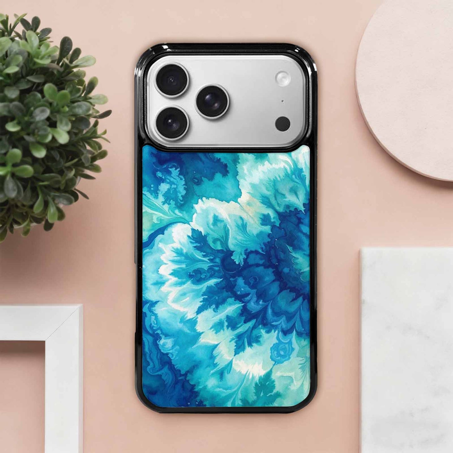 iPhone 17 Pro Max Case — Tie Dye Ocean Blues Tie Dye, Original Design Phone Case